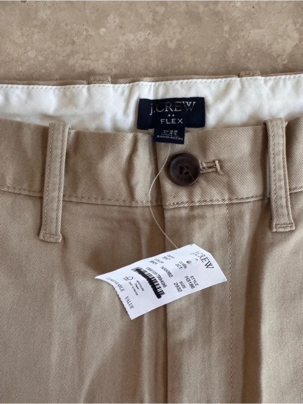 J Crew Factory Straight Fit Flex Chino Pant Mens Size 29 / 32 Khaki Beige